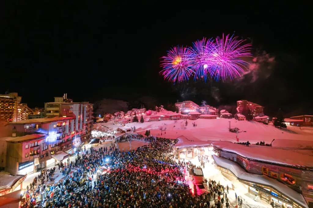 Feu d’artifice du Nouvel An à Avoriaz en montagne
